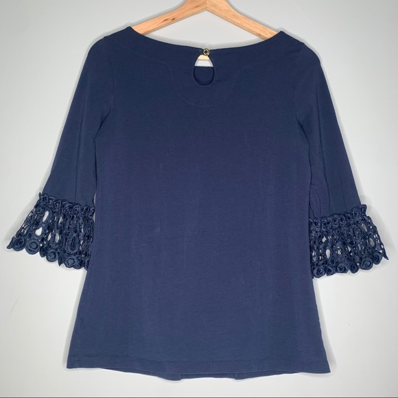 Lilly Pulitzer Blue Waverly 3/4 Bell Sleeves Lace - Picture 5 of 11